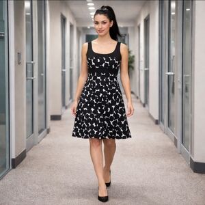 Jones Wear Dress Black White Polka Dot Fit & Flare Office NWT Size 4 (S)